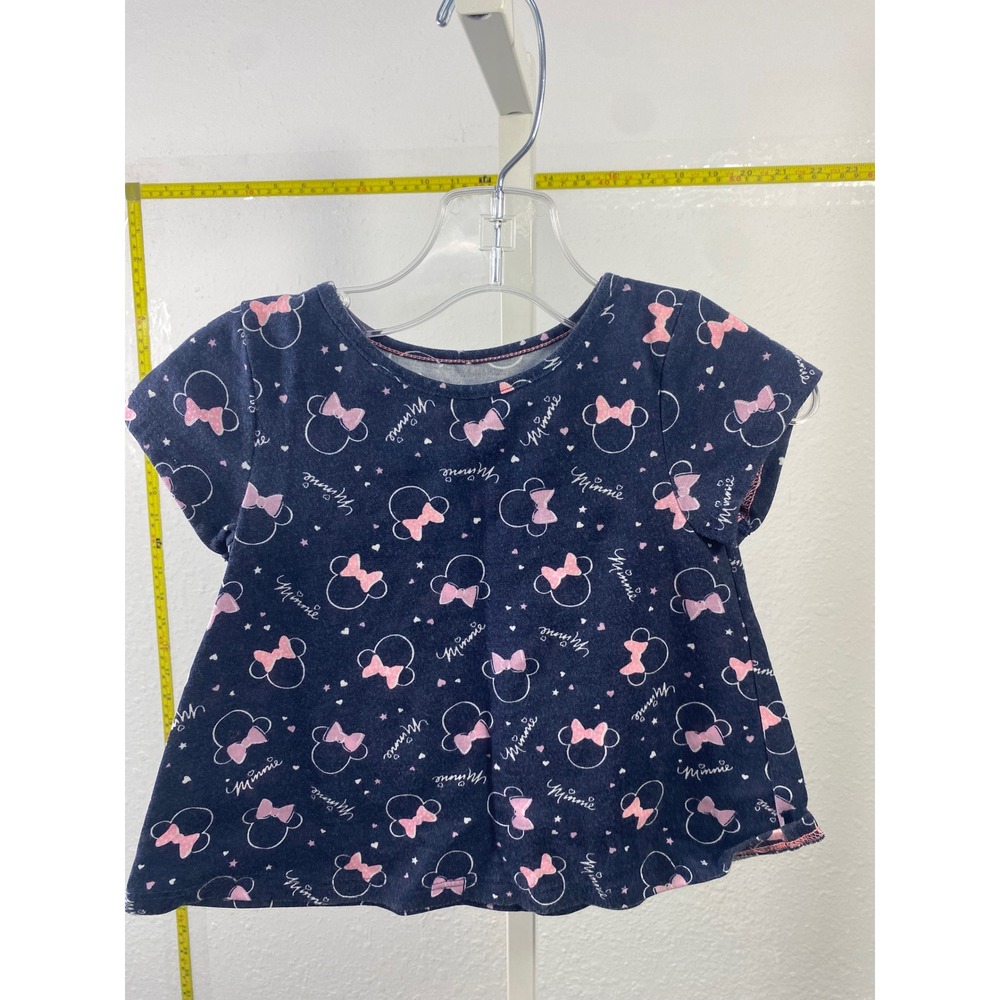 Disney Jumping Beans Minnie Mouse Navy Blue Pink Bow Baby Girls Top 12M